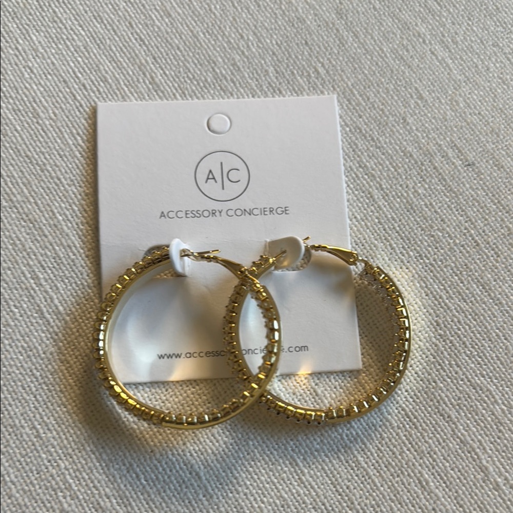 NWT Vici Collection gold hoops w fake diamonds